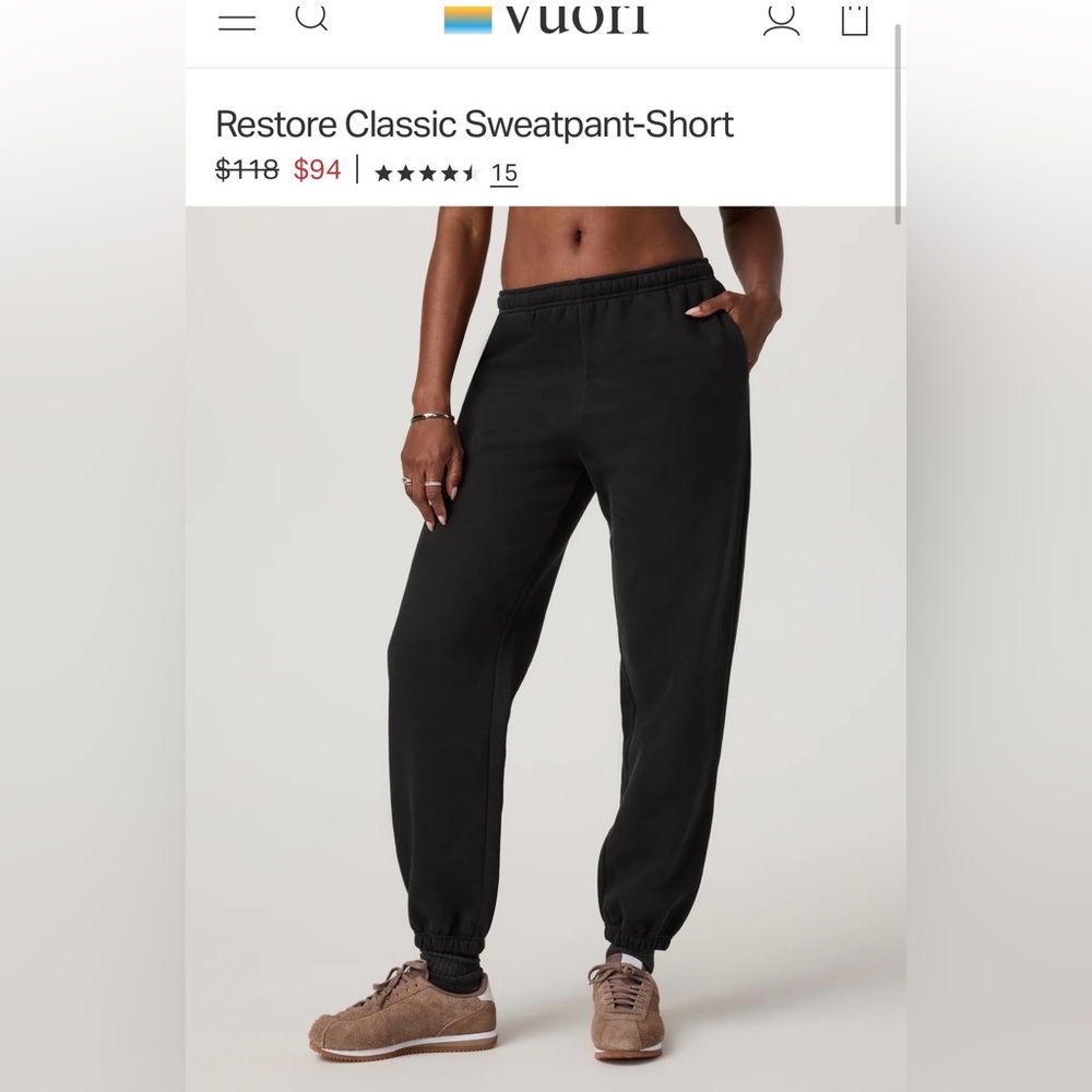 NWOT Vuori Restore Classic Sweatpant Sz S Short